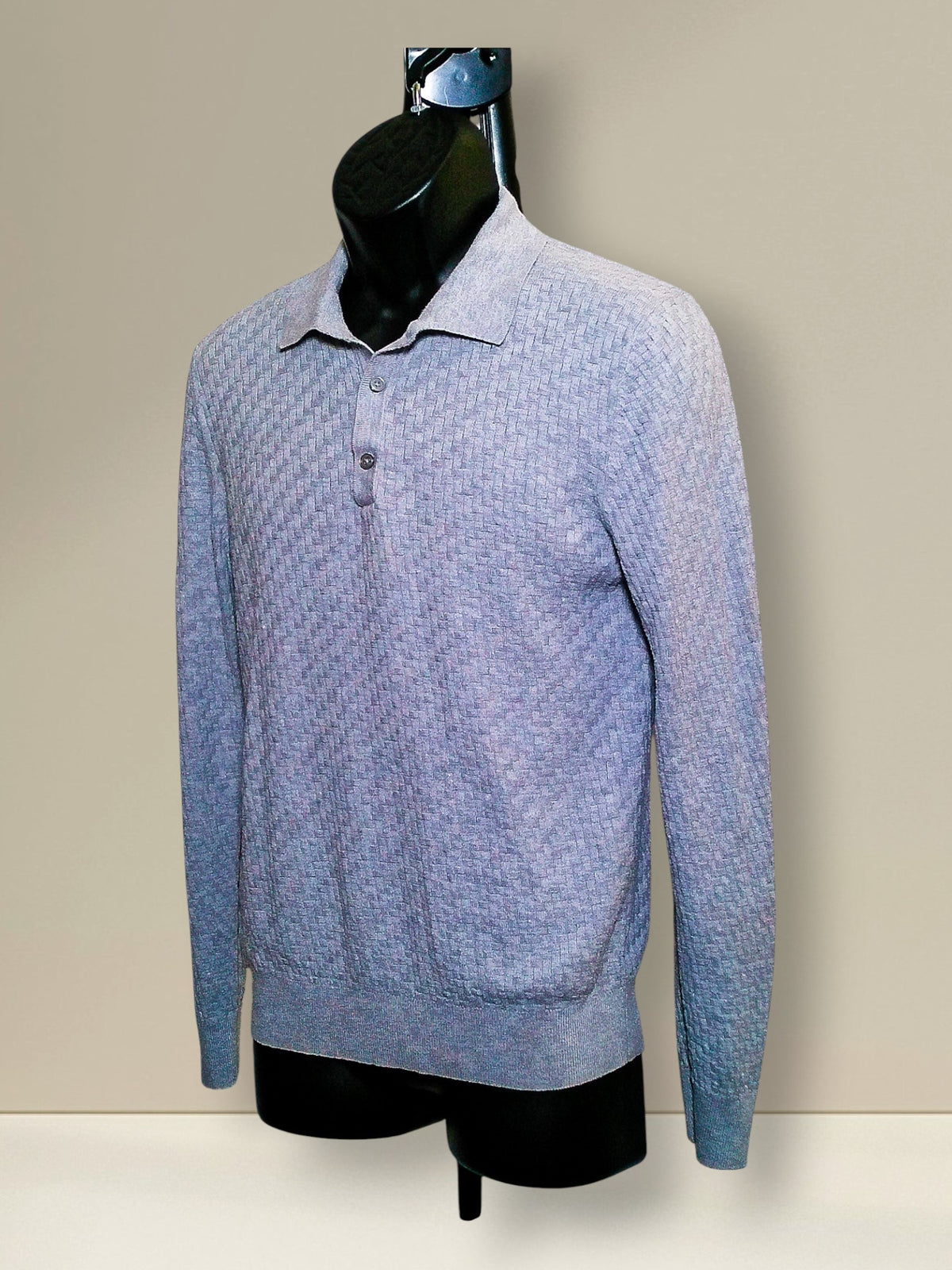 Apt. 9 heathered gray basketweave knit polo sweater, additional side/three-quarter view