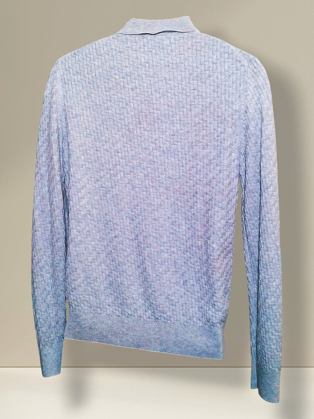 Apt. 9 heathered gray basketweave knit polo sweater, back view