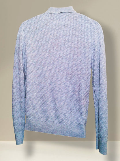 Apt. 9 heathered gray basketweave knit polo sweater, back view